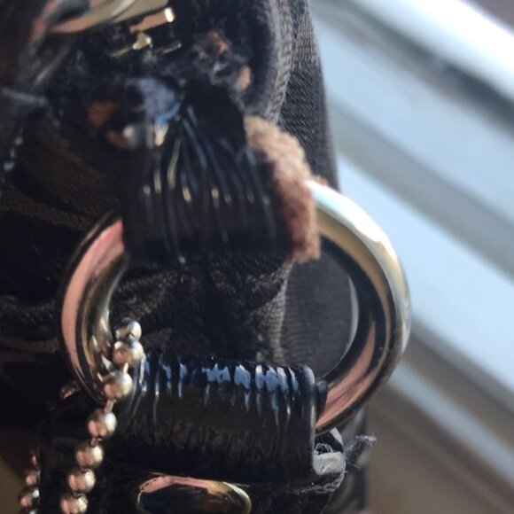 Coach Signature Small Crossbody Mini Bag Shoulder Patent Leather Zip Pocket Tote - Picture 13 of 16